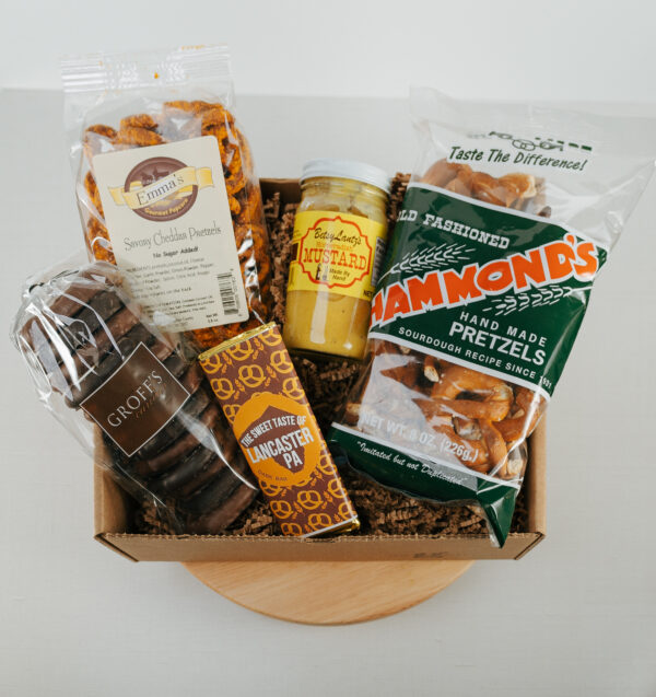 Holiday Pretzel Box. Holiday gift box curated with products made in Lancaster County, PA.